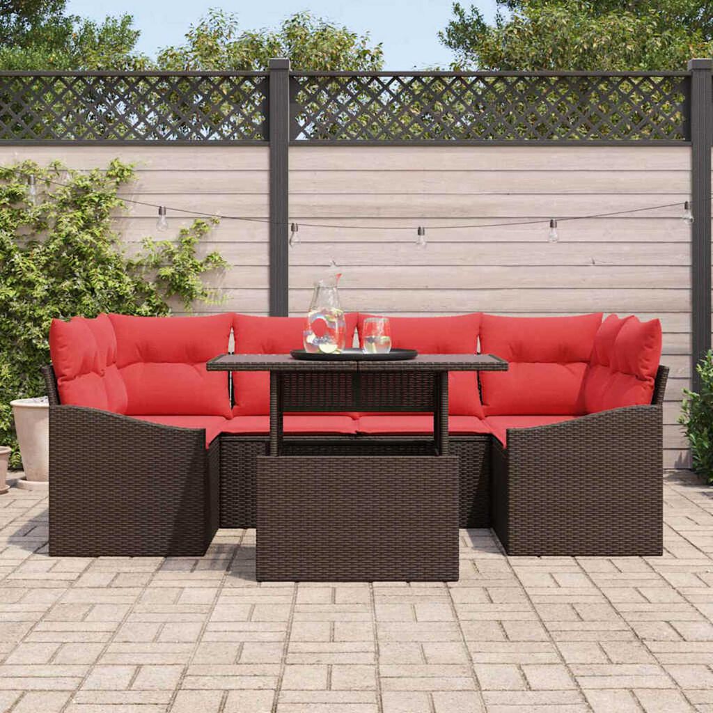 vidaXL Garden Sofa Set 7 pcs Brown and red 100 x 55 x 73 cm