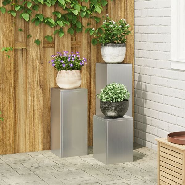 vidaXL Plant Stands 3 pcs Silver 24 x 24 x 75 cm Galvanised steel