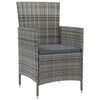 vidaXL 5 Piece Outdoor Dining Set with Cushions Poly Rattan Grey