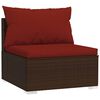vidaXL 14 Piece Garden Lounge Set with Cushions Brown Poly Rattan