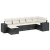 vidaXL 7 Piece Garden Sofa Set with Cushions Black Poly Rattan
