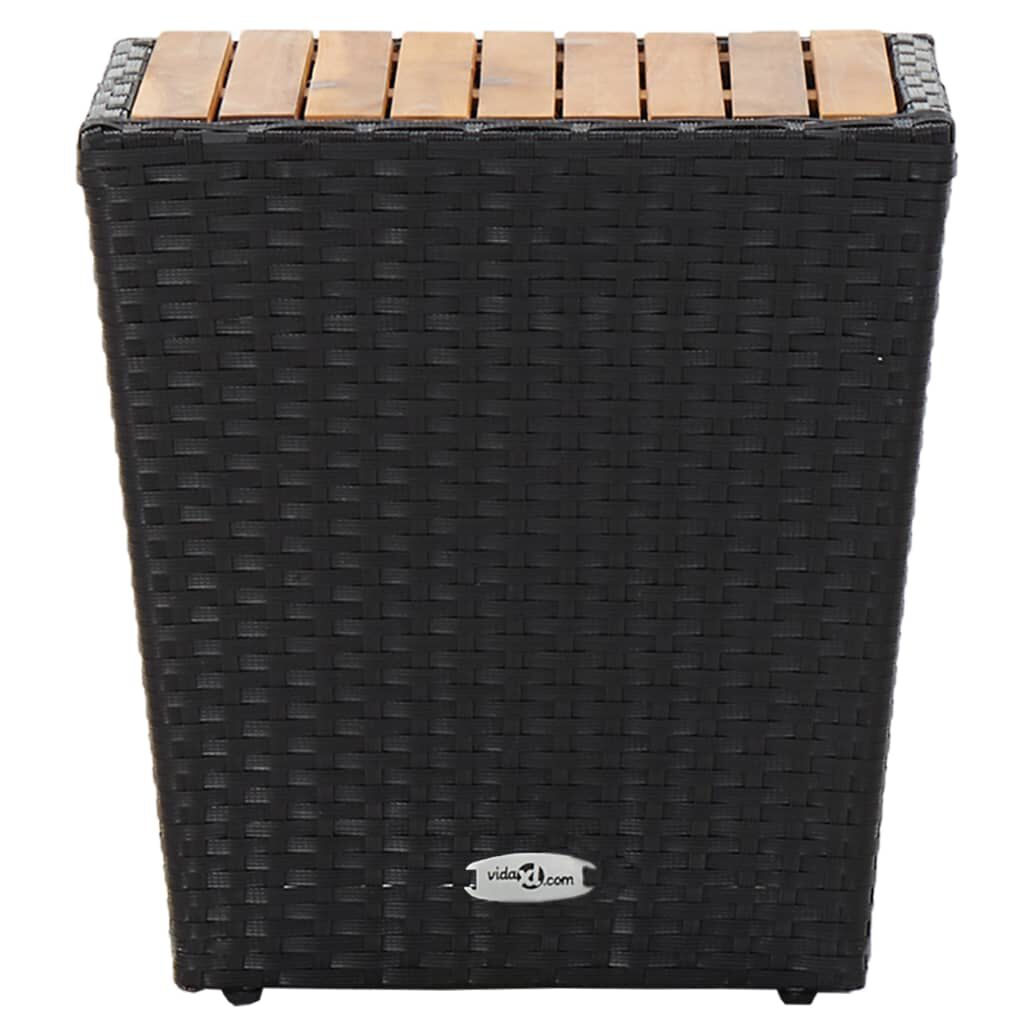 vidaXL Tea Table Black 41.5x41.5x43cm Poly Rattan and Solid Acacia Wood