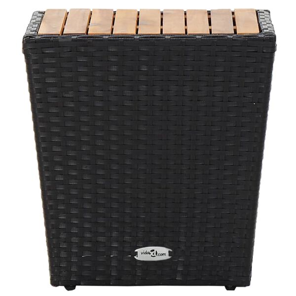 vidaXL Tea Table Black 41.5x41.5x43cm Poly Rattan and Solid Acacia Wood