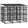 vidaXL Outdoor Dog Kennel with Roof Steel 5.53 m²