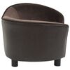 vidaXL Dog Sofa Brown 69x49x40 cm Plush and Faux Leather