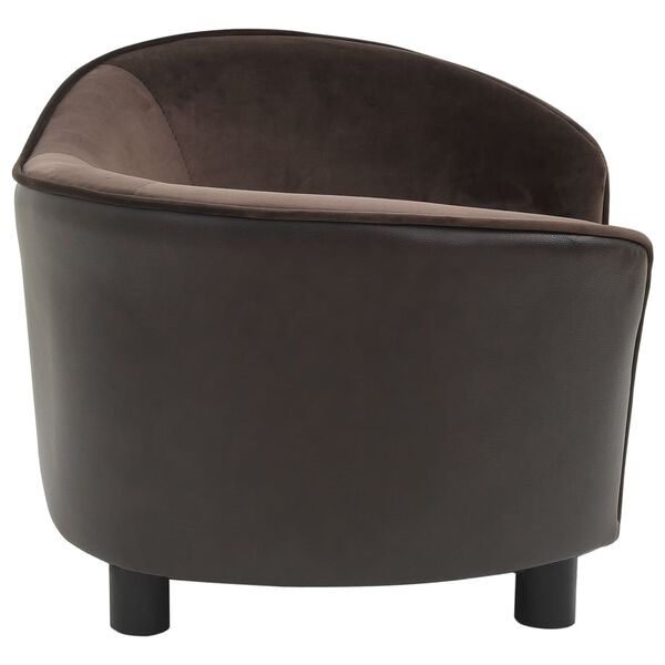 vidaXL Dog Sofa Brown 69x49x40 cm Plush and Faux Leather