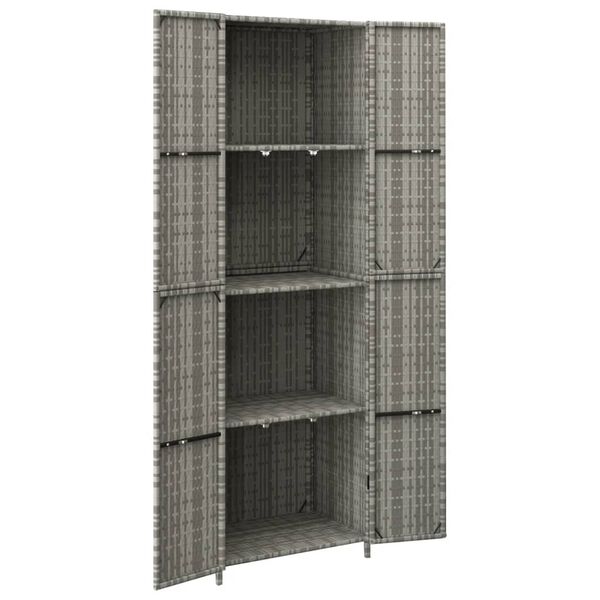 vidaXL Garden Storage Cabinet Grey 59x40x180 cm Poly Rattan