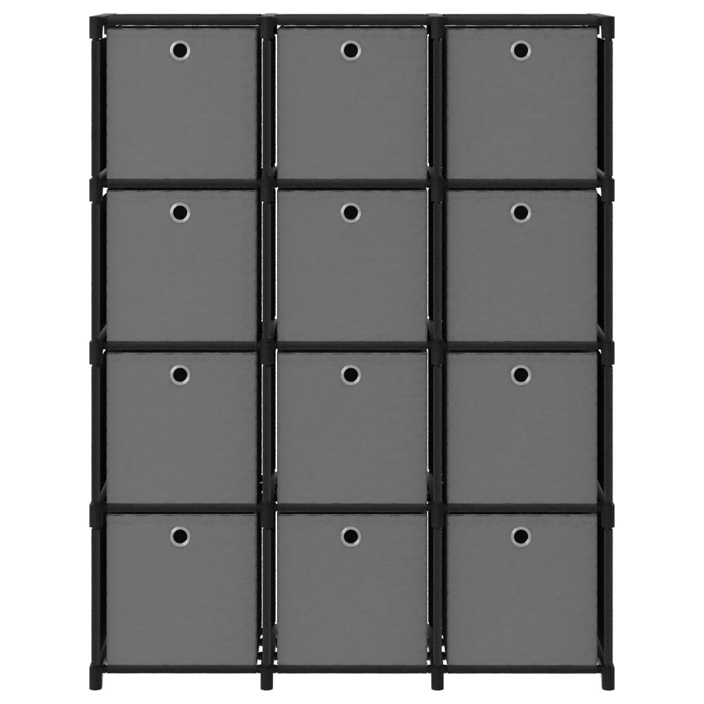 vidaXL 12-Cube Display Shelf with Boxes Black 103x30x141 cm Fabric