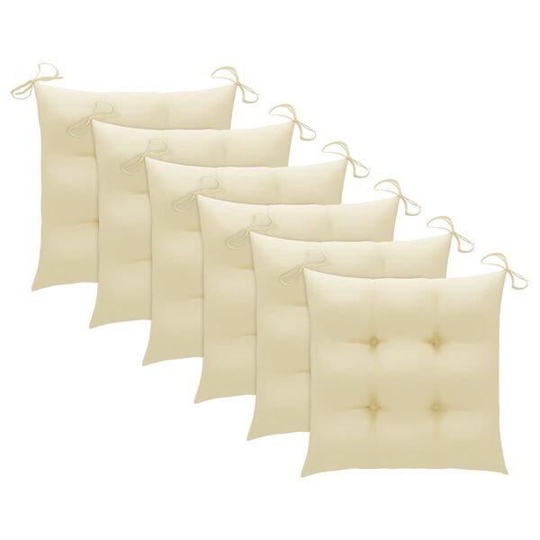 vidaXL Folding Garden Chairs with Cushions 6 pcs Solid Teak Wood