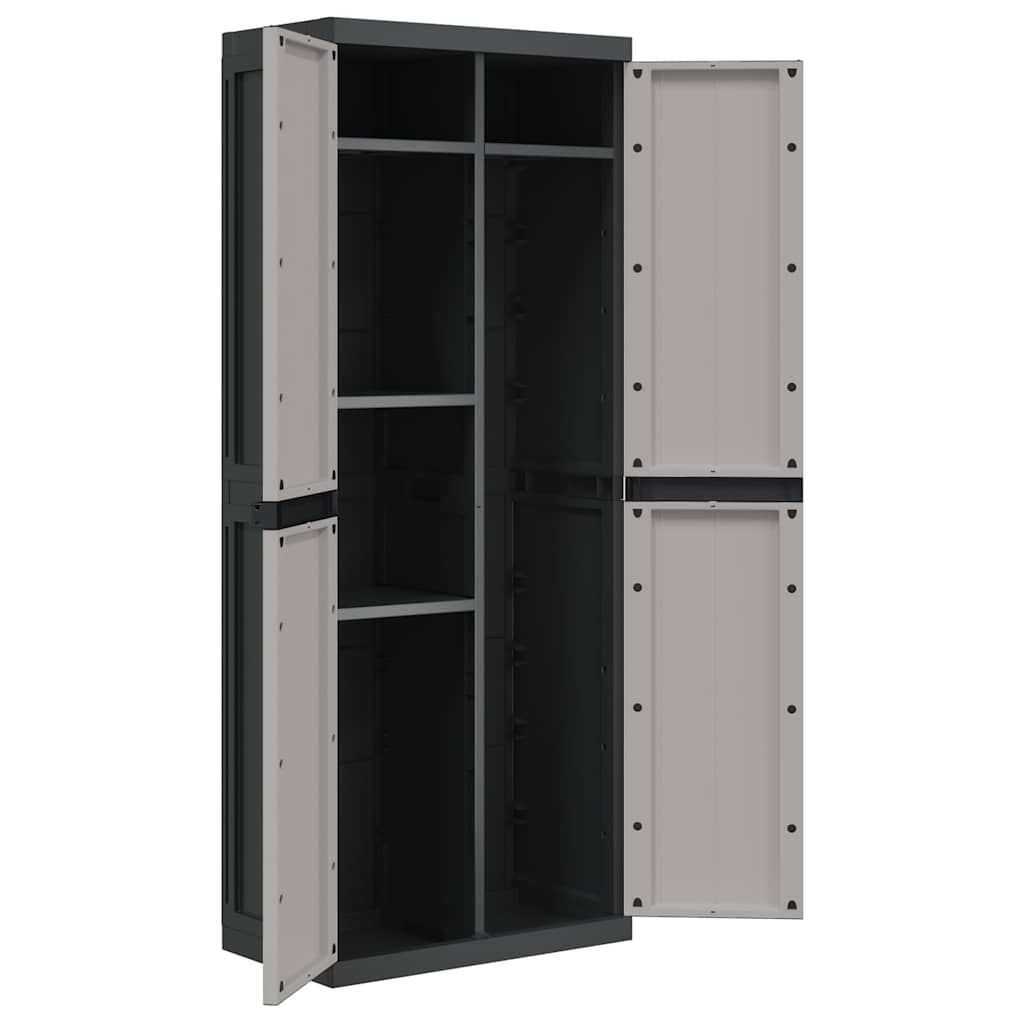 vidaXL Outdoor Storage Cabinet Grey and Black 65x37x165 cm PP