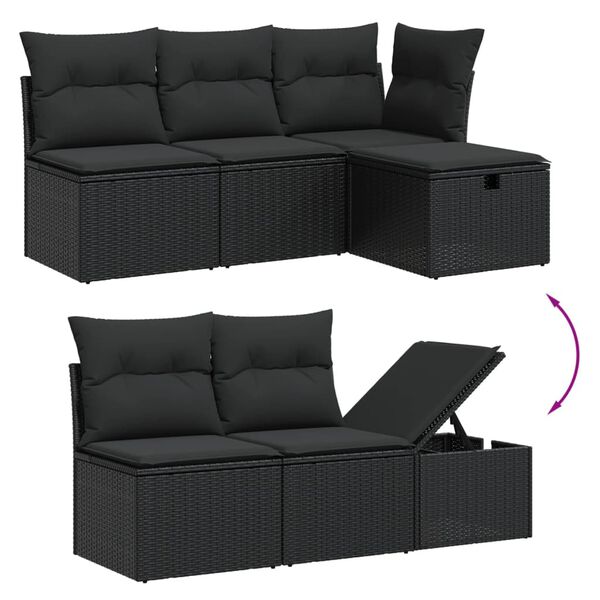 vidaXL 5 Piece Garden Sofa Set with Cushions Brown Poly Rattan
