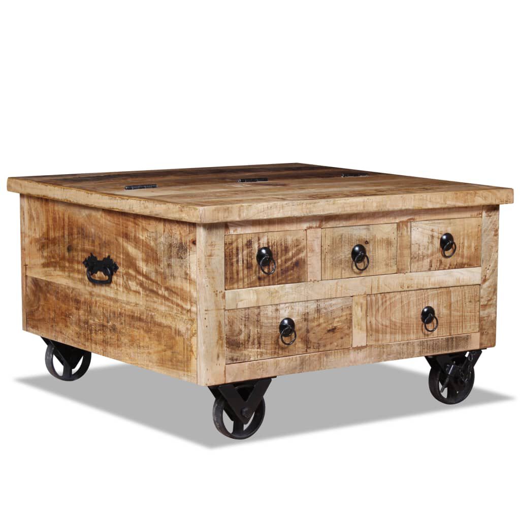 vidaXL Coffee Table Rough Mango Wood 70x70x40 cm