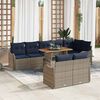 vidaXL Garden Sofa Set 9 pcs Grey and Navy Blue Poly Rattan