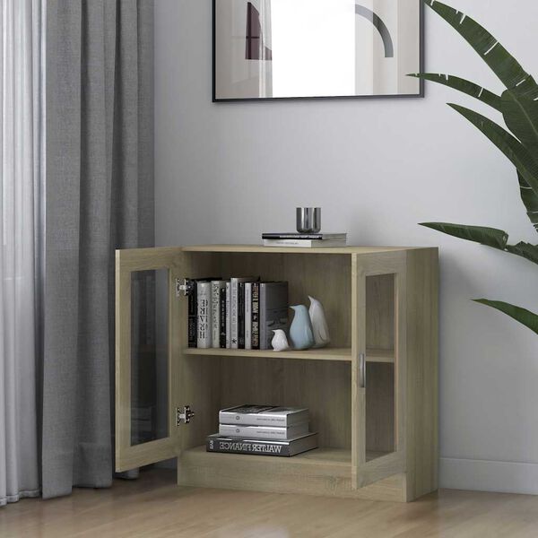 vidaXL Vitrine Cabinet Sonoma Oak 82.5x30.5x80 cm Engineered Wood