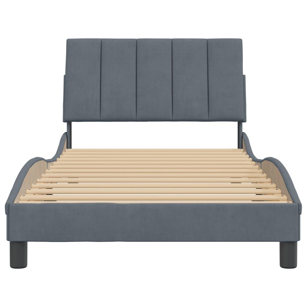 vidaXL Bed Frame without Mattress Dark Grey 100x190 cm Velvet