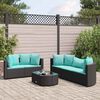 vidaXL 6 Piece Garden Sofa Set with Cushions Black Poly Rattan