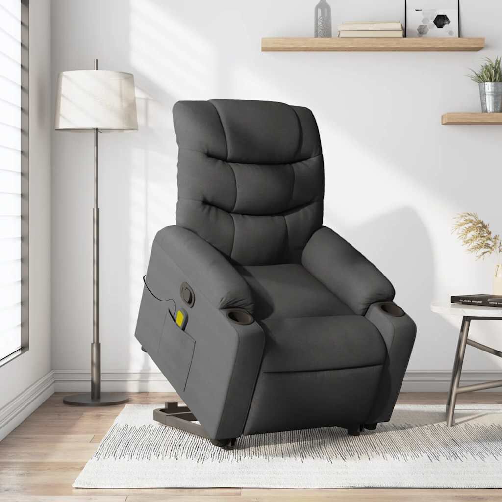 vidaXL Stand up Massage Recliner Chair Dark Grey Fabric