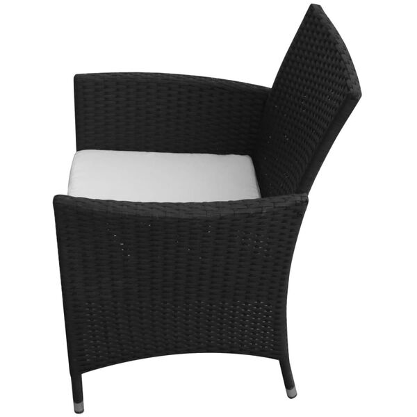 vidaXL 5 Piece Outdoor Dining Set with Cushions Poly Rattan Black
