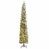 vidaXL Slim Christmas Tree 300 LEDs & Ball Set & Flocked Snow 270 cm