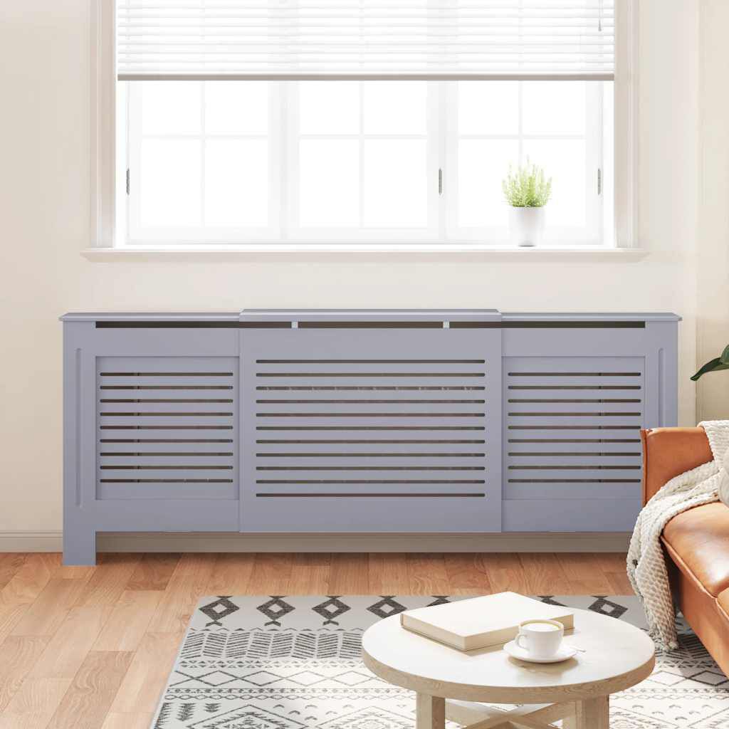 vidaXL MDF Radiator Cover Grey 205 cm