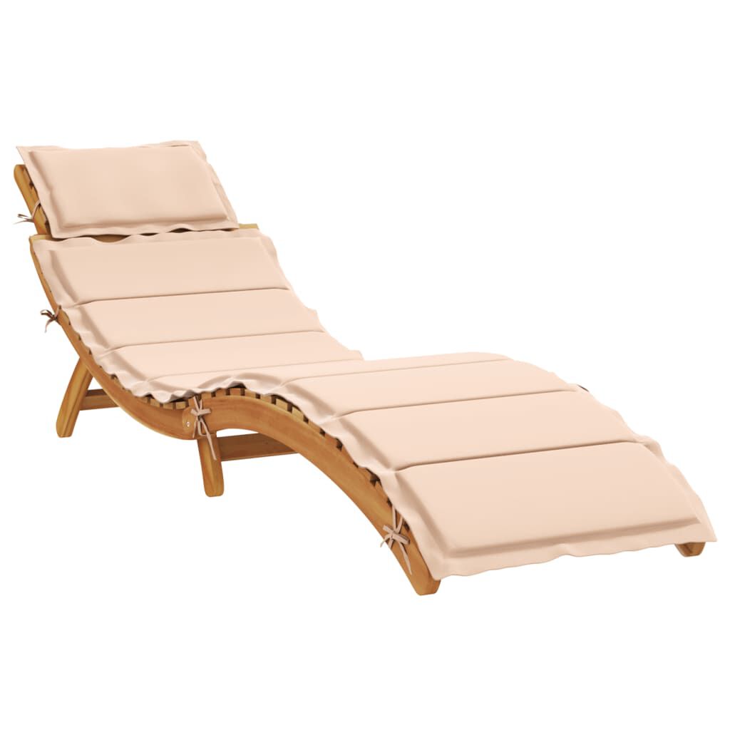 vidaXL Sun Loungers with Cushions 2 pcs Beige Solid Wood Acacia