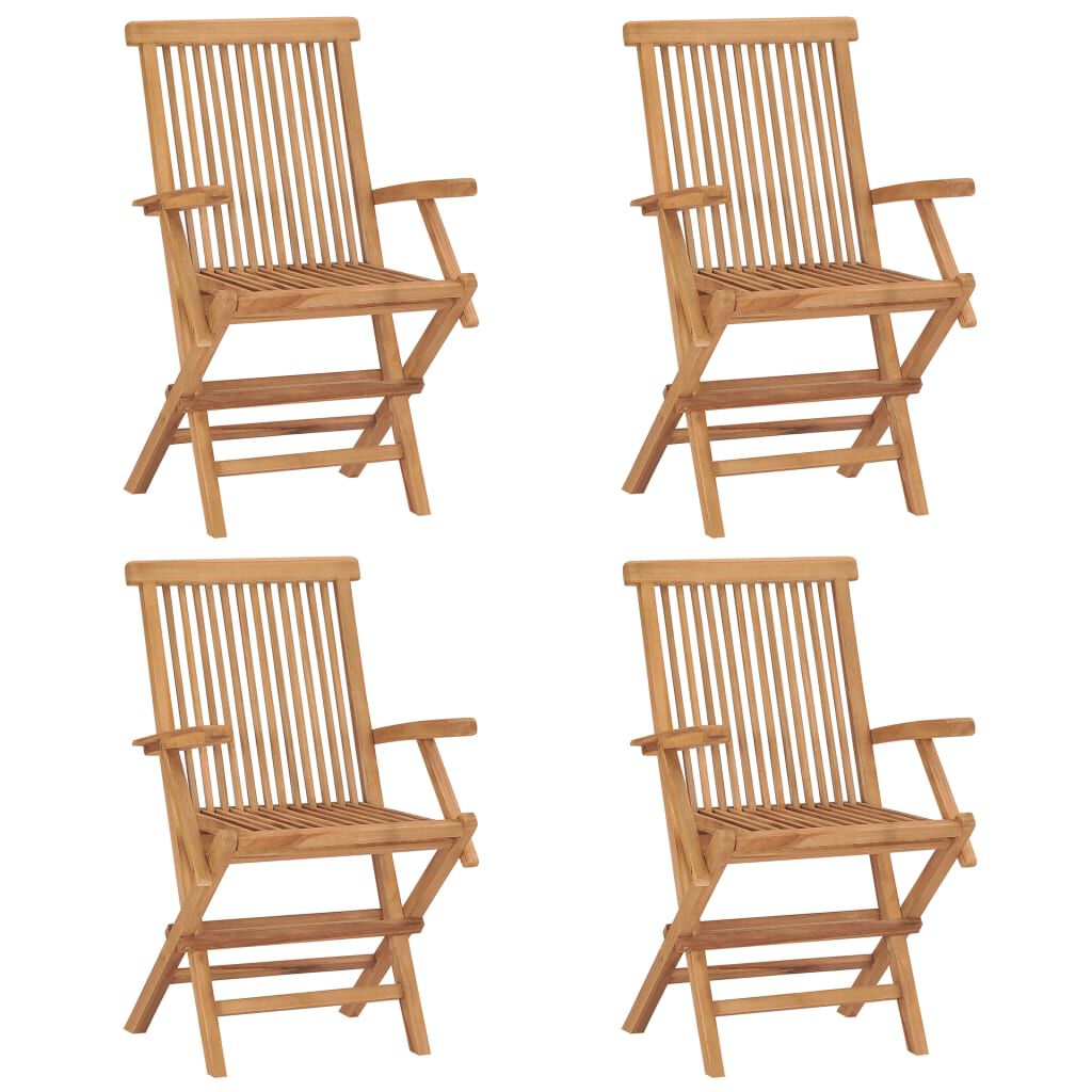vidaXL Garden Chairs with Taupe Cushions 4 pcs Solid Teak Wood