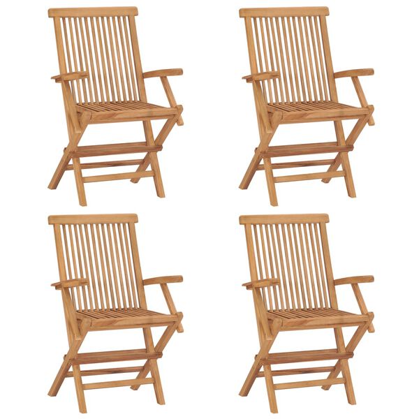 vidaXL Garden Chairs with Taupe Cushions 4 pcs Solid Teak Wood
