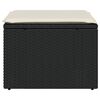 vidaXL Garden Stool with Cushion Black 55x55x37 cm Poly Rattan