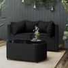 vidaXL 3 Piece Garden Lounge Set with Cushions Black Poly Rattan