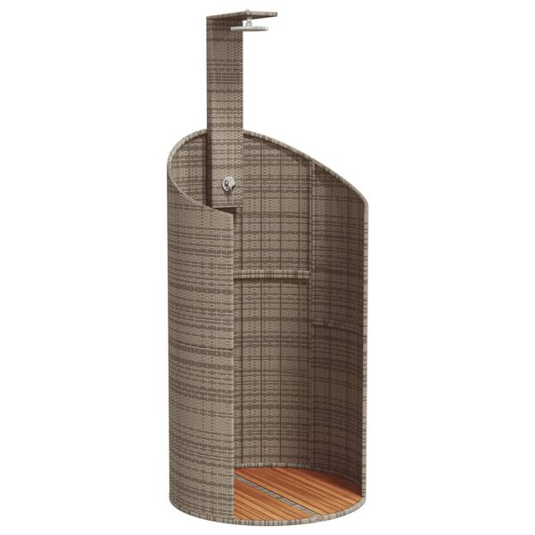 vidaXL Outdoor Shower Grey 100x100x241.5 cm Poly Rattan and Acacia Wood