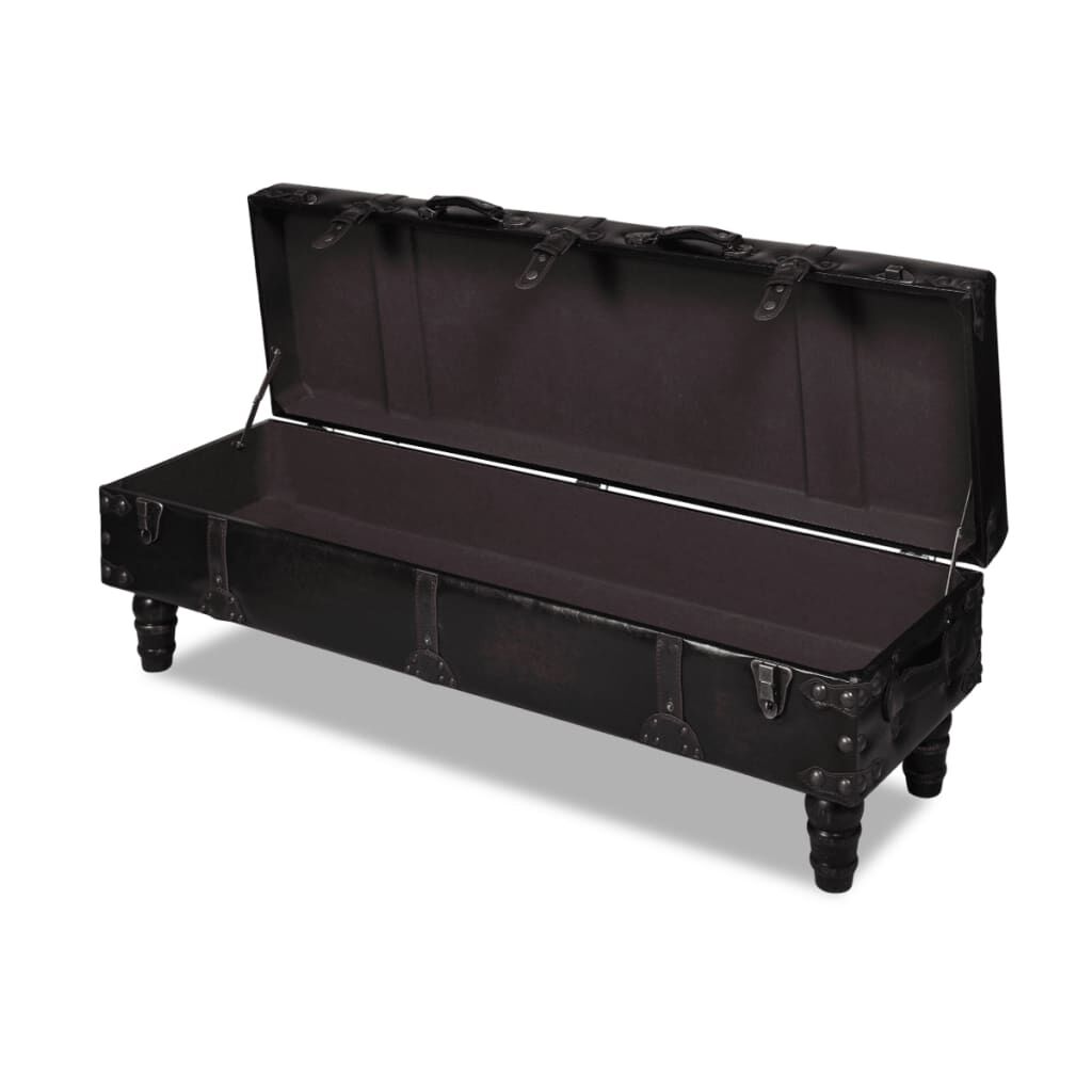 vidaXL Storage Bench 111 cm Dark Brown Solid Wood Pine&Faux Leather