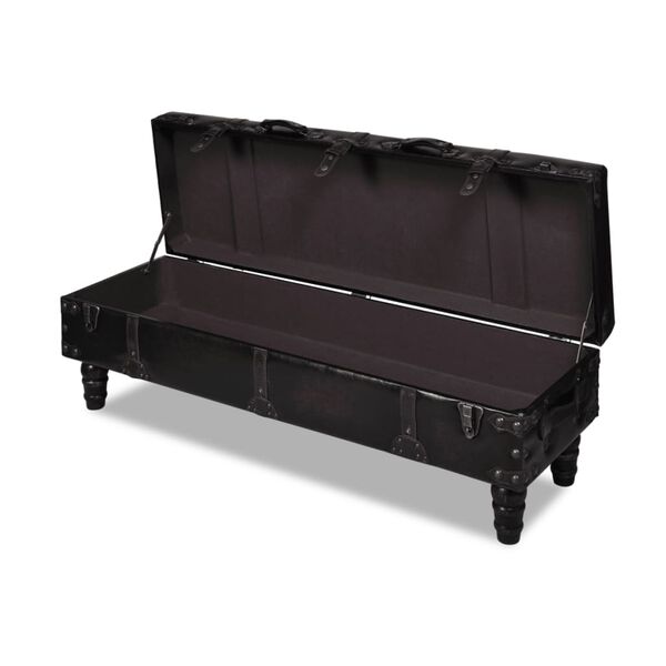 vidaXL Storage Bench 111 cm Dark Brown Solid Wood Pine&Faux Leather