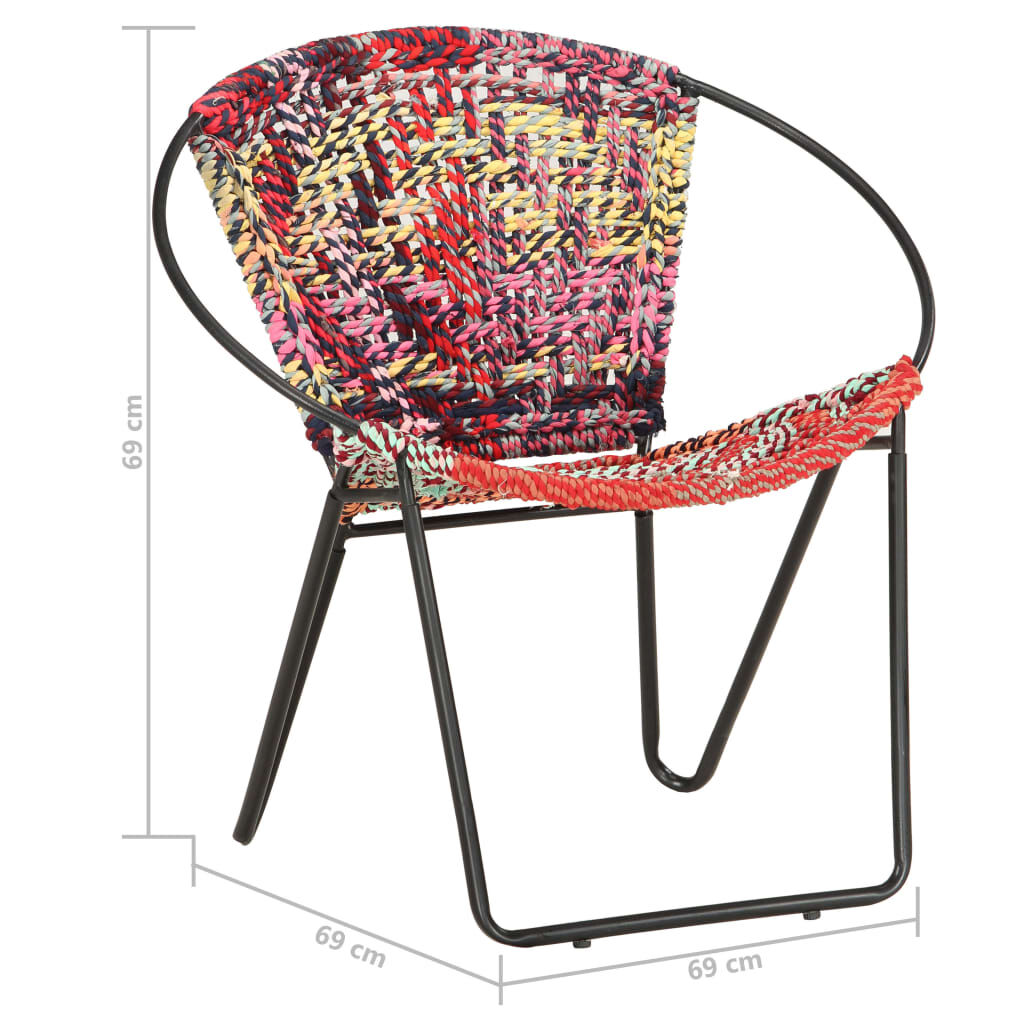 vidaXL Circle Chair Multicolours Chindi Fabric