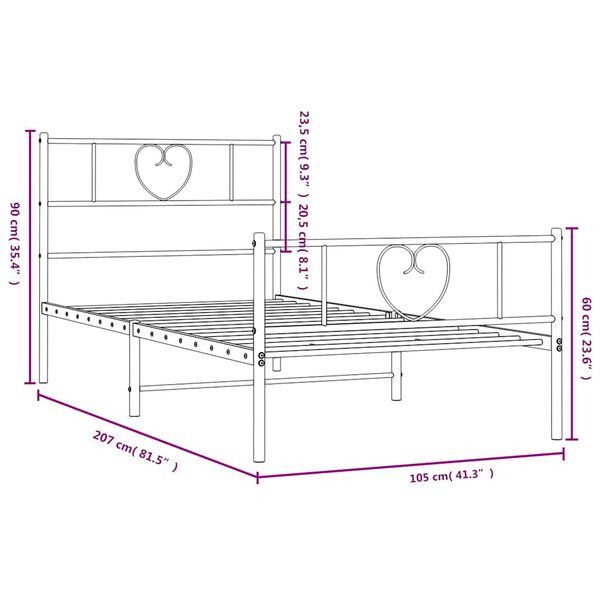 vidaXL Metal Bed Frame without Mattress with Footboard White 100x200cm