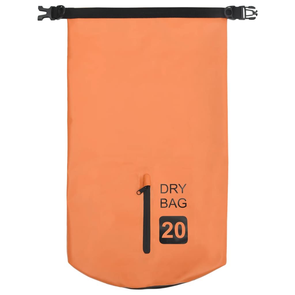 vidaXL Dry Bag with Zipper Orange 20 L PVC