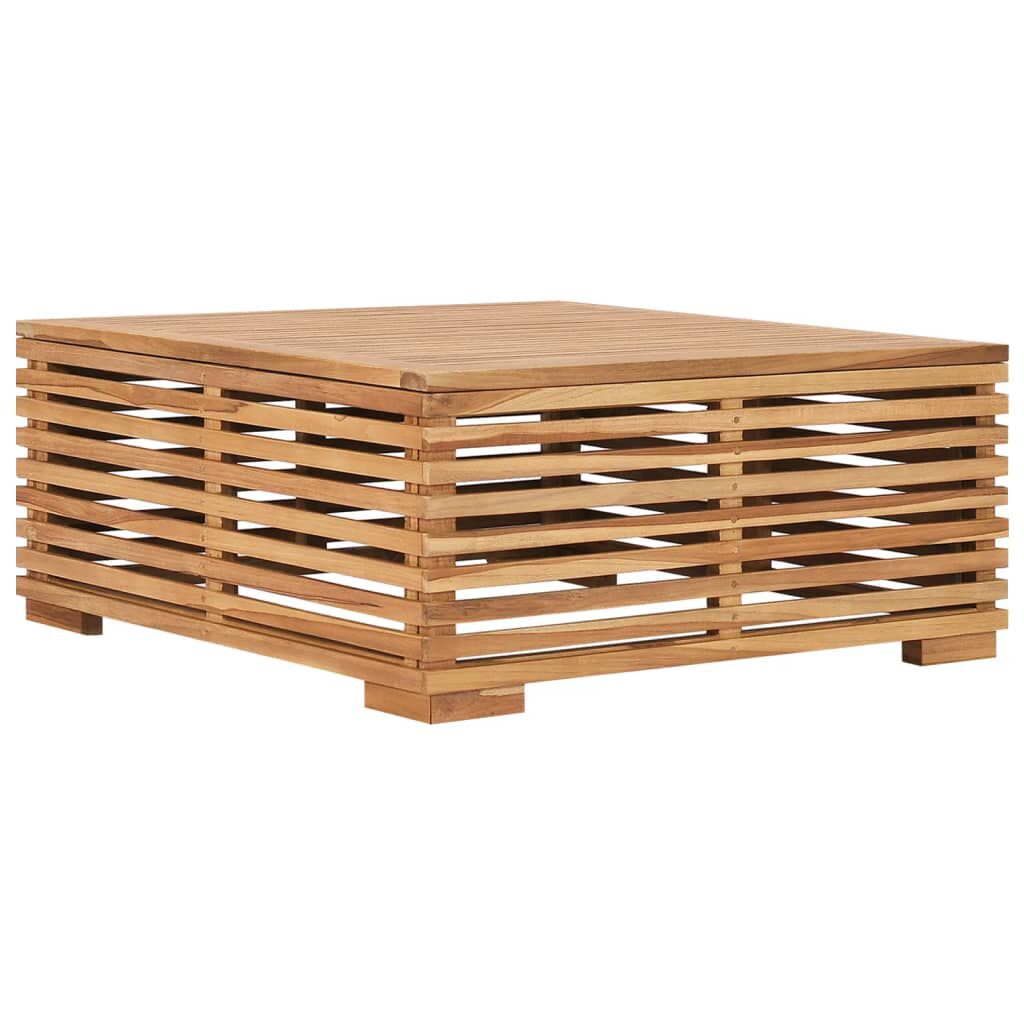 vidaXL Garden Table and Footrest Set & Cream Cushion Solid Teak Wood