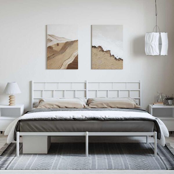 vidaXL Metal Bed Frame without Mattress with Headboard White 183x213cm