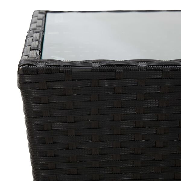 vidaXL 3 Piece Bistro Set Poly Rattan and Tempered Glass Black