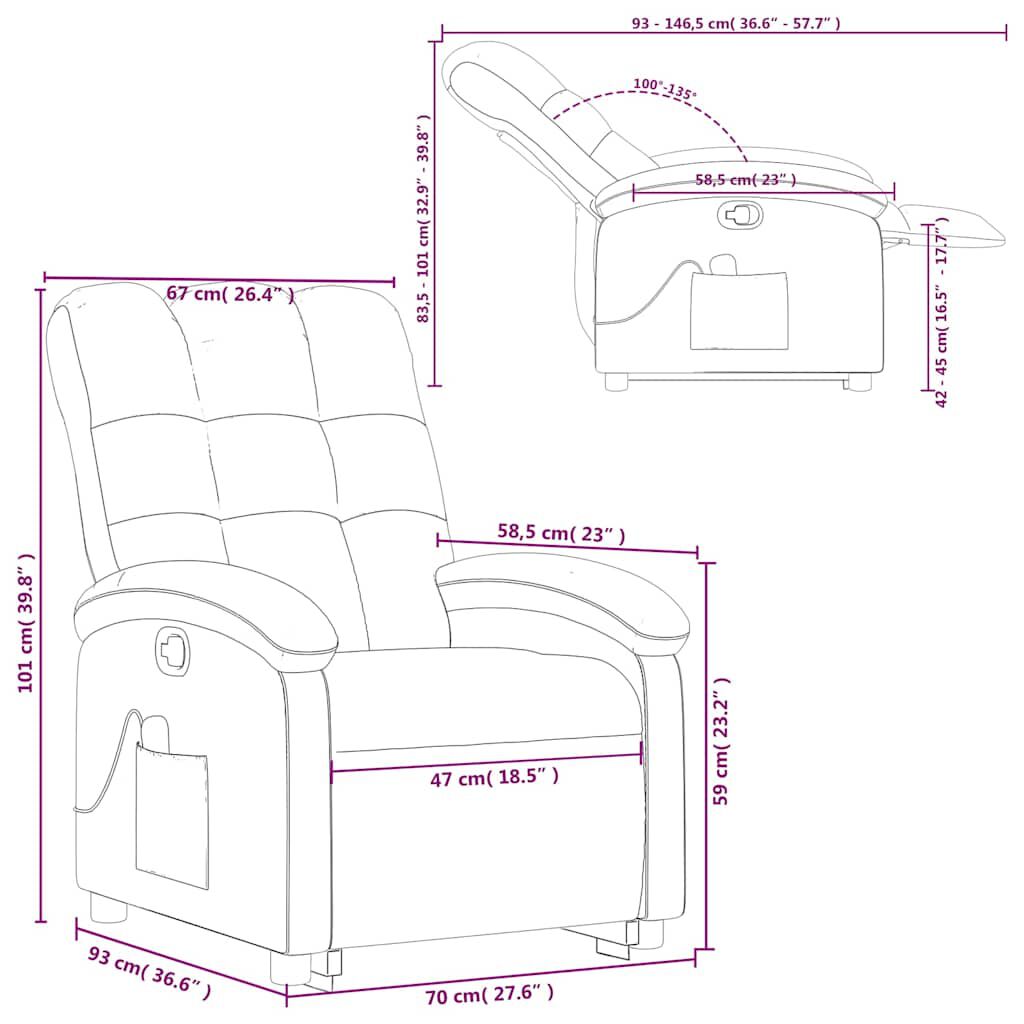 vidaXL Stand up Massage Recliner Chair Light Grey Fabric
