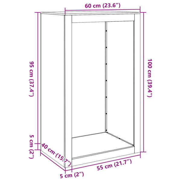 vidaXL Firewood Rack Anthracite 60x40x100 cm Steel