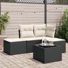 vidaXL 5 Piece Garden Sofa Set with Cushions Black Poly Rattan