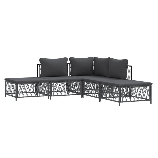vidaXL 5 Piece Garden Lounge Set with Cushions Anthracite Steel
