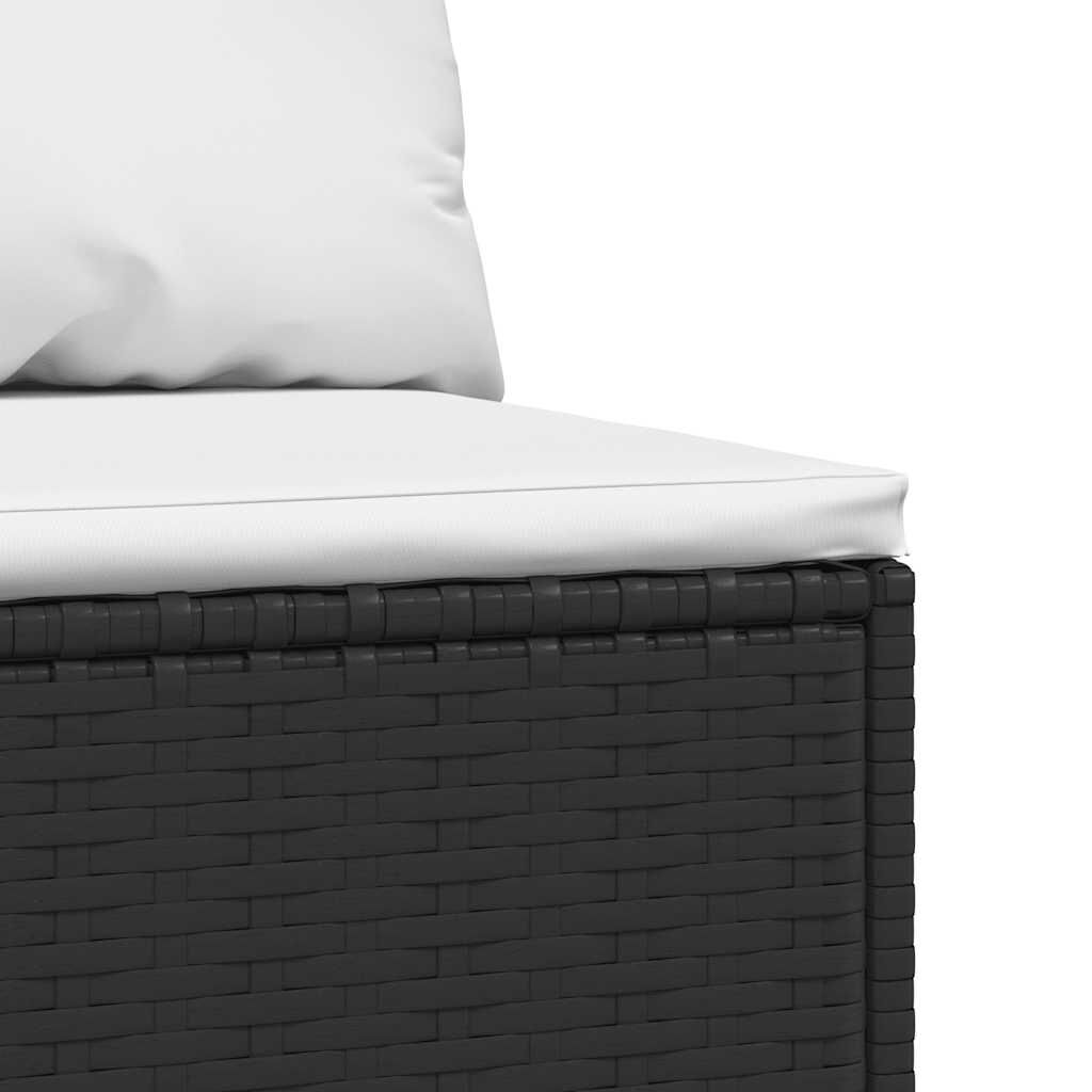 vidaXL Garden Middle Sofa with Cushions Black Poly Rattan