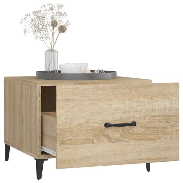 vidaXL Coffee Table with Metal Legs 2 pcs Sonoma Oak 50x50x40 cm