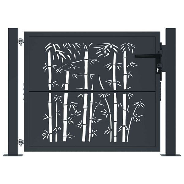 vidaXL Garden Gate Anthracite 105x105 cm Steel Bamboo Design