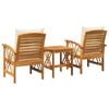vidaXL Garden Sofa Set with Cushion 3 pcs Brown Solid acacia wood