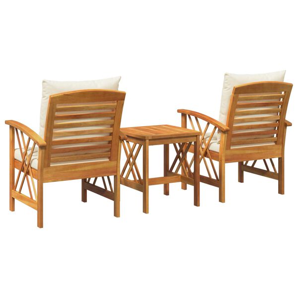 vidaXL 3 Piece Garden Lounge Set with Cushions Solid Acacia Wood