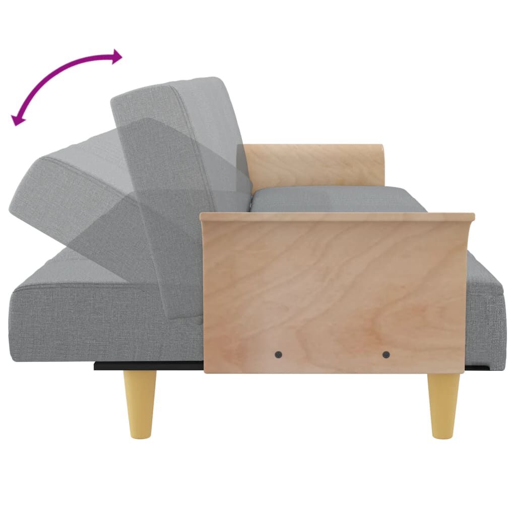 vidaXL Sofa Bed with Armrests Light Grey Fabric
