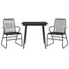 vidaXL 3 Piece Garden Dining Set Black PVC Rattan