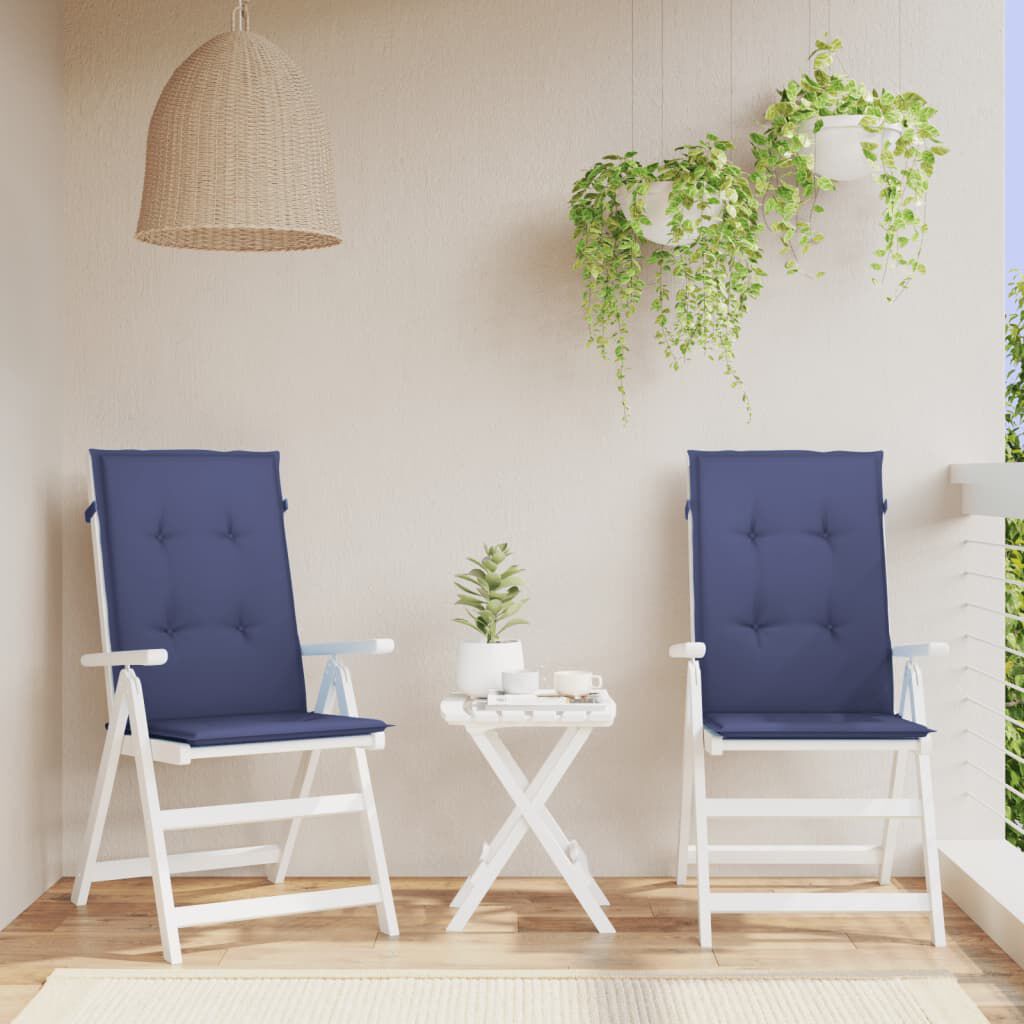 vidaXL Highback Chair Cushions 2 pcs Navy Blue Fabric